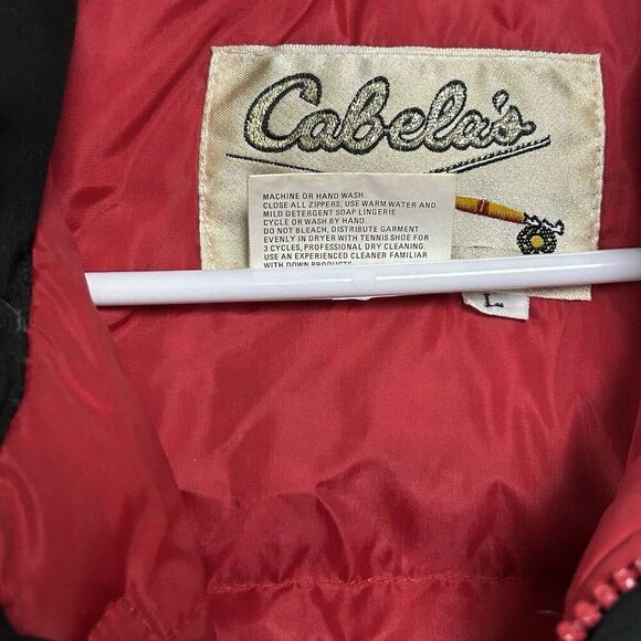 Vtg Cabelas Down Puffer Vest Mens Sz L Full Zip Pockets Black Outdoor Gorpcore - Picture 14 of 16